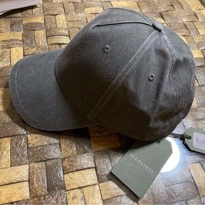 AllSaints Hat Cap Dark Gray Washed Mens Embroidered Logo Adjustable Cotton NWT